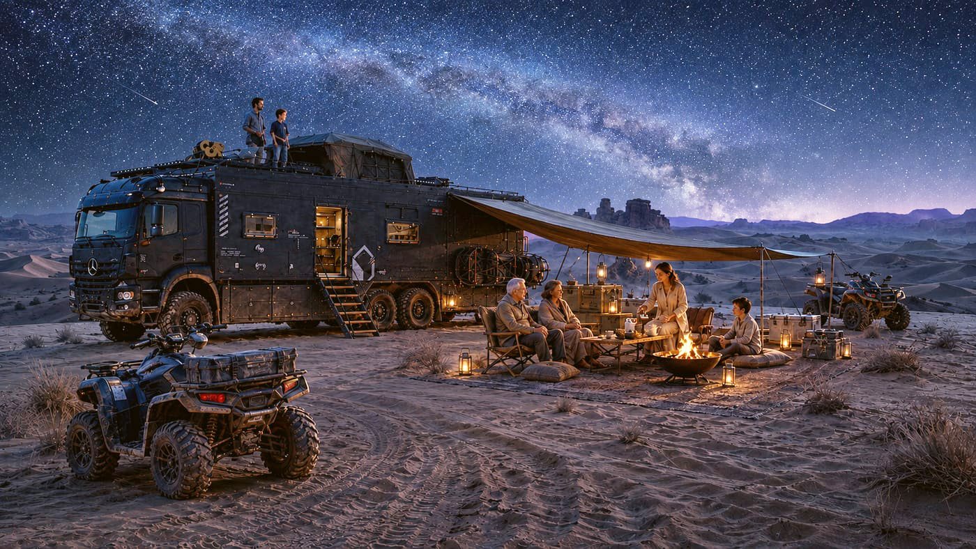 사막의 밤하늘 아래 BUNKER LAND 캠프